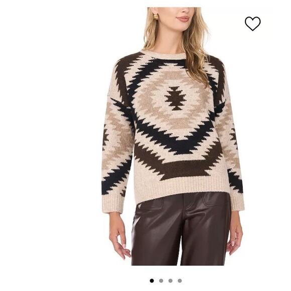 CeCe Sweaters - CeCe Women's Cozy Crewneck Aztec Long-Sleeve Sweater, Size Small NWT